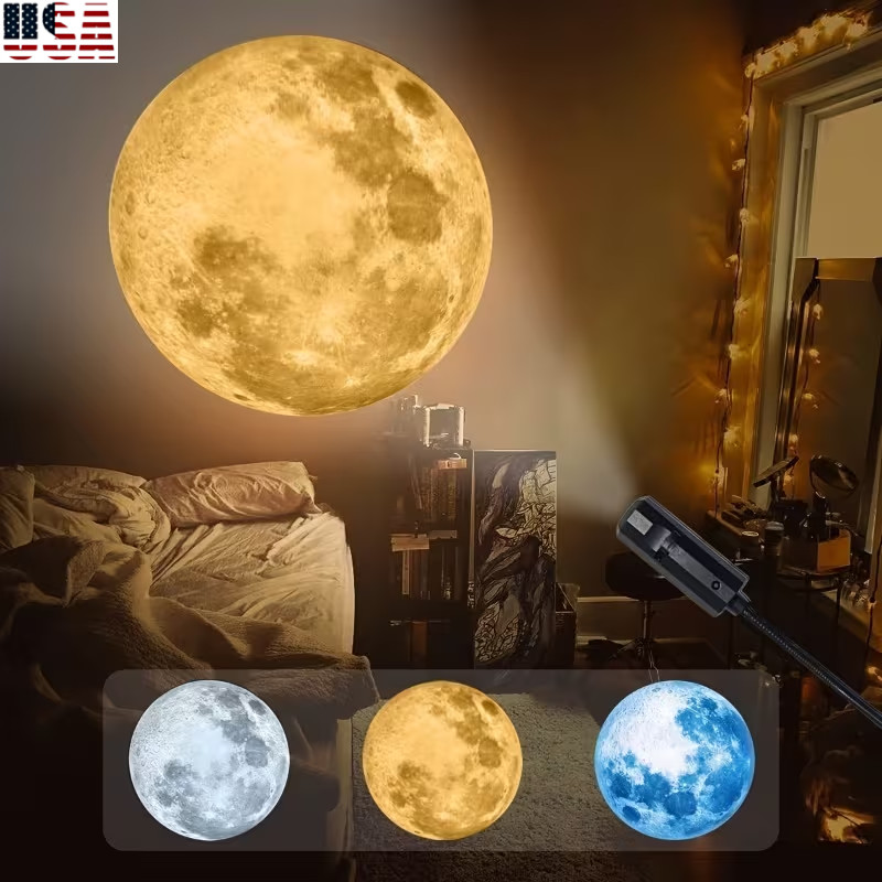 Galaxy Planet & Moon Projector Lamp LED 360° Rotating Night Light USB Powered US gallery