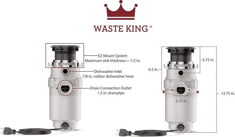 Waste King 1/2 HP Garbage Disposal Continuous Feed Food Waste Disposer gallery