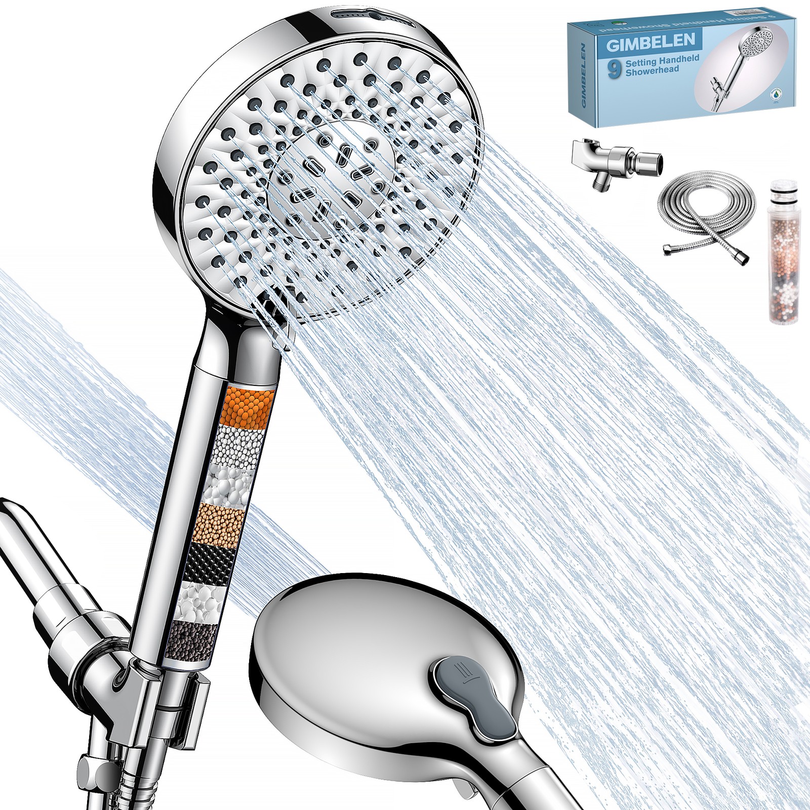 9 Spray Settings High Pressure shower Head with Filter, Handheld Rainfall Combo gallery