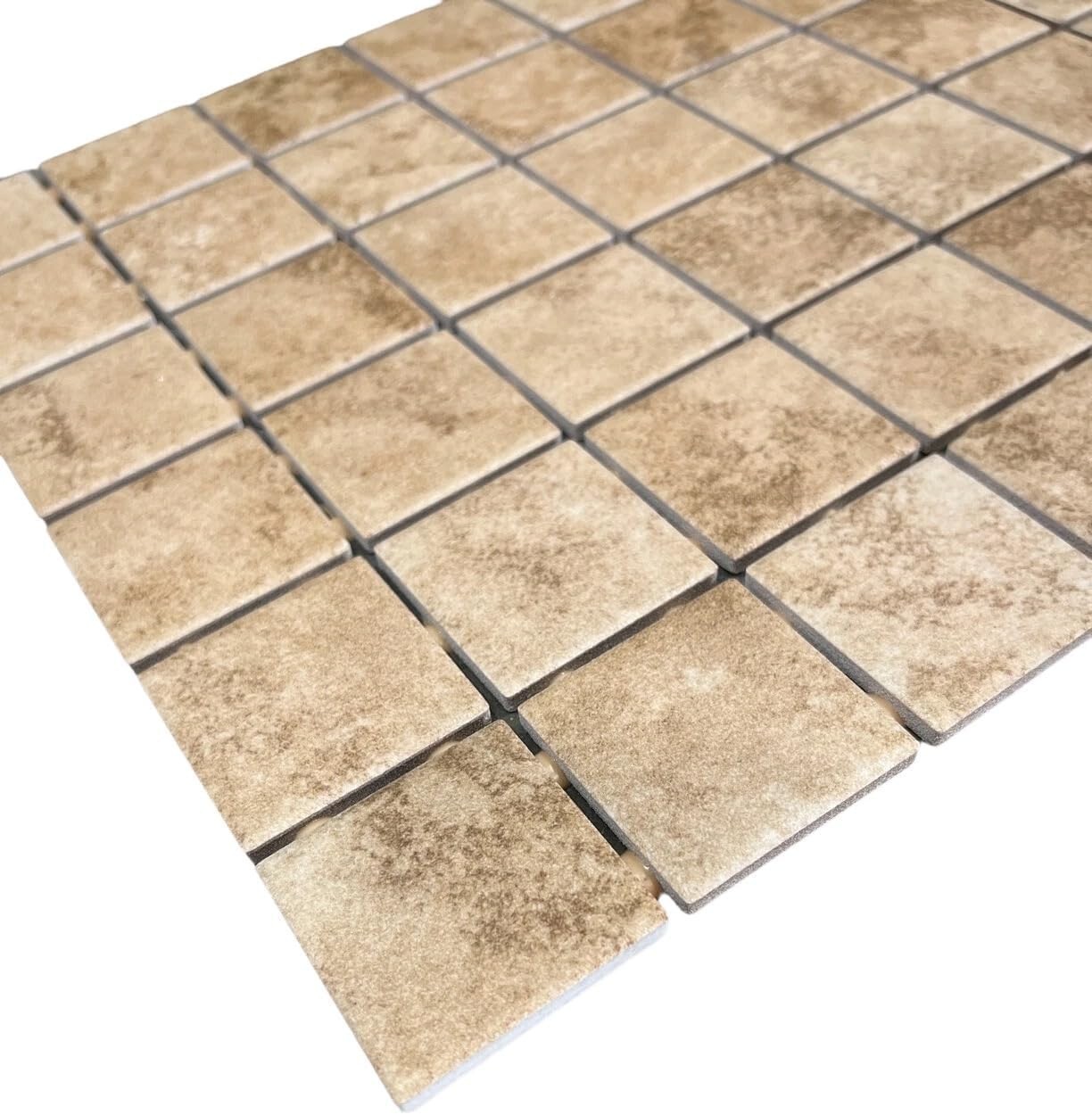 2x2 Stone Look Walnut Ceramic Tile Chateau Cape Coast Mosaic Wall Floor gallery