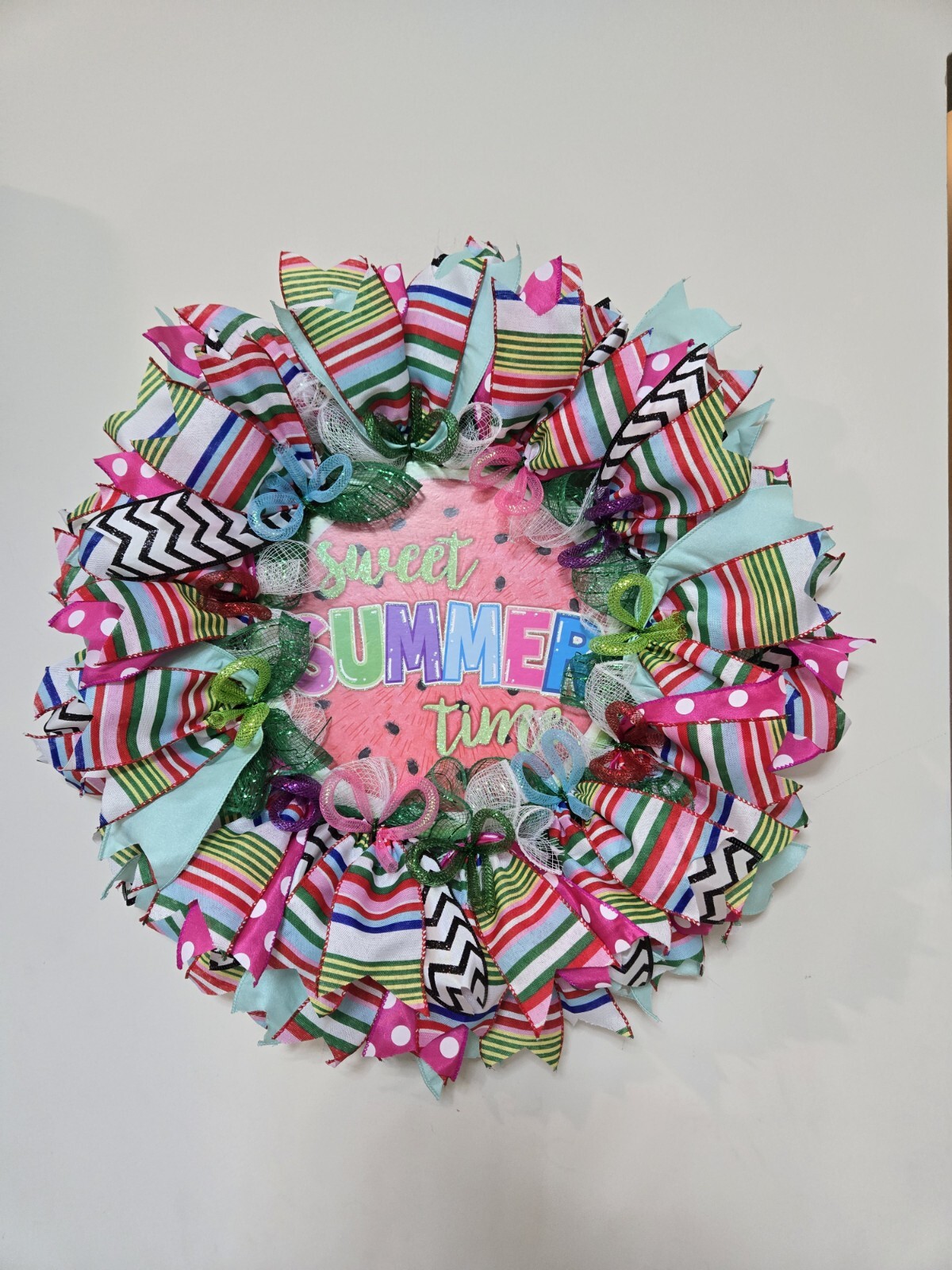SWEET SUMMER TIME WREATH Spring SUMMER Fall Front Door Wall Decor BIG watermelon gallery