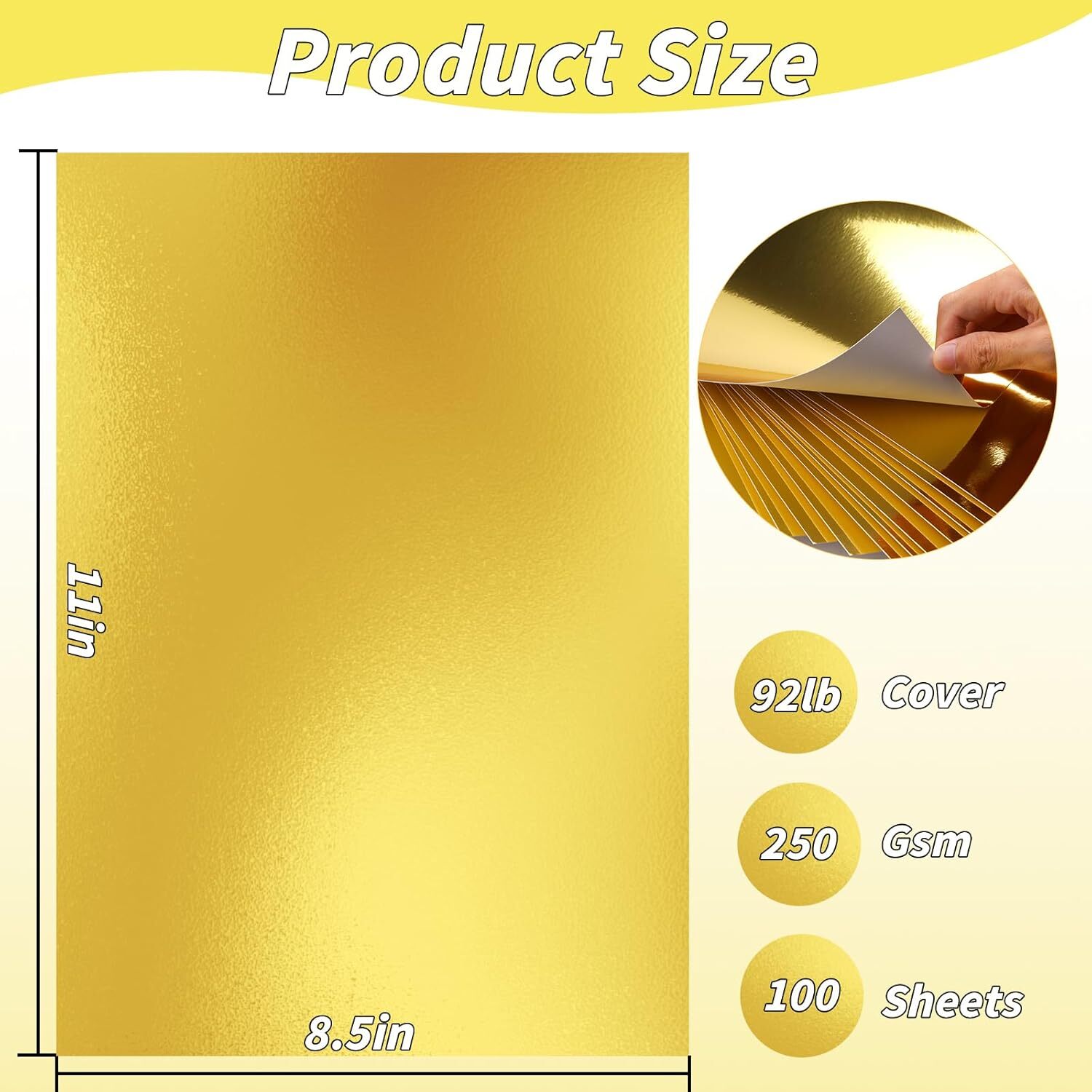100 Sheets Metallic Gold Cardstock Paper Bulk, 8.5 x 11inch -100 Sheets, gold gallery