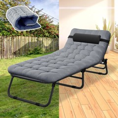 NAIZEA Folding Camping Cot Adjustable 4-Position Patio Reclining Lounger Chair
