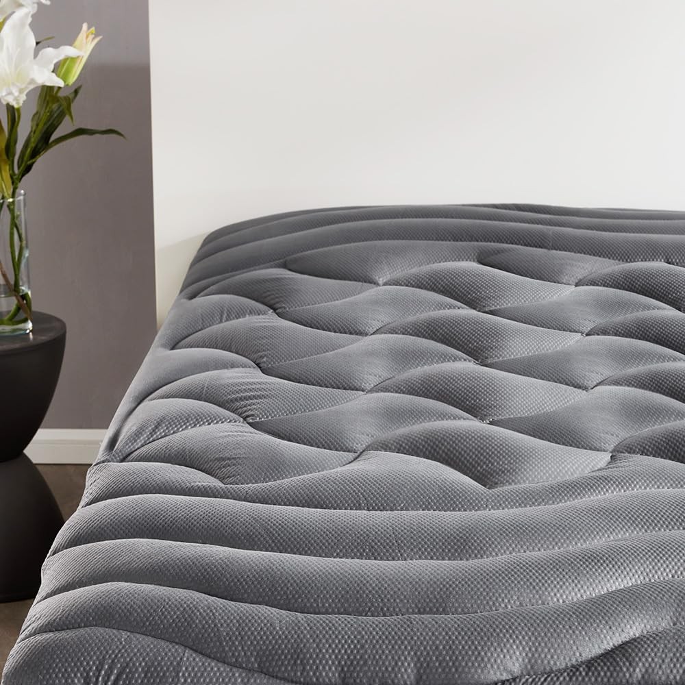 SLEEP ZONE Full Size Cooling Mattress Topper for Double Bed, Full, Grey gallery