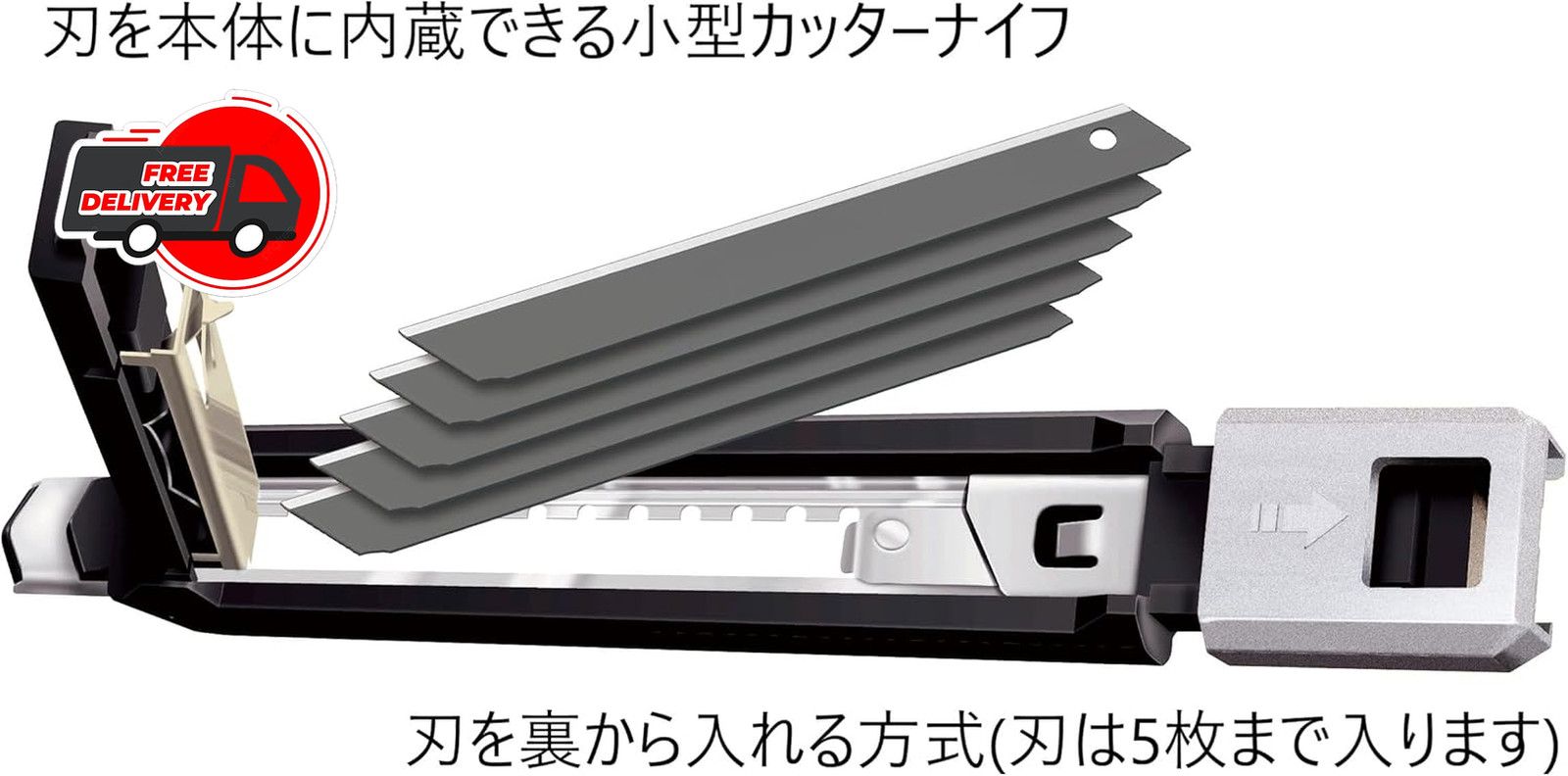 Olfa Small Utility Knife with Replaceable Blades Silver Black Limited Edition gallery
