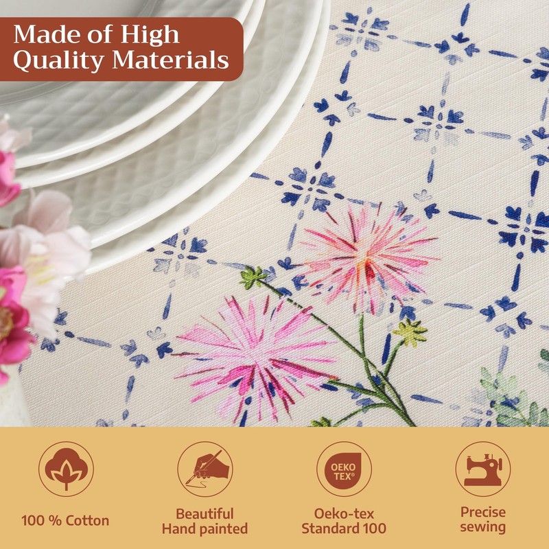 Table Cloth Rectangle Table 100% Cotton 60 x 90 Inches Tablecloth Reusable De... gallery