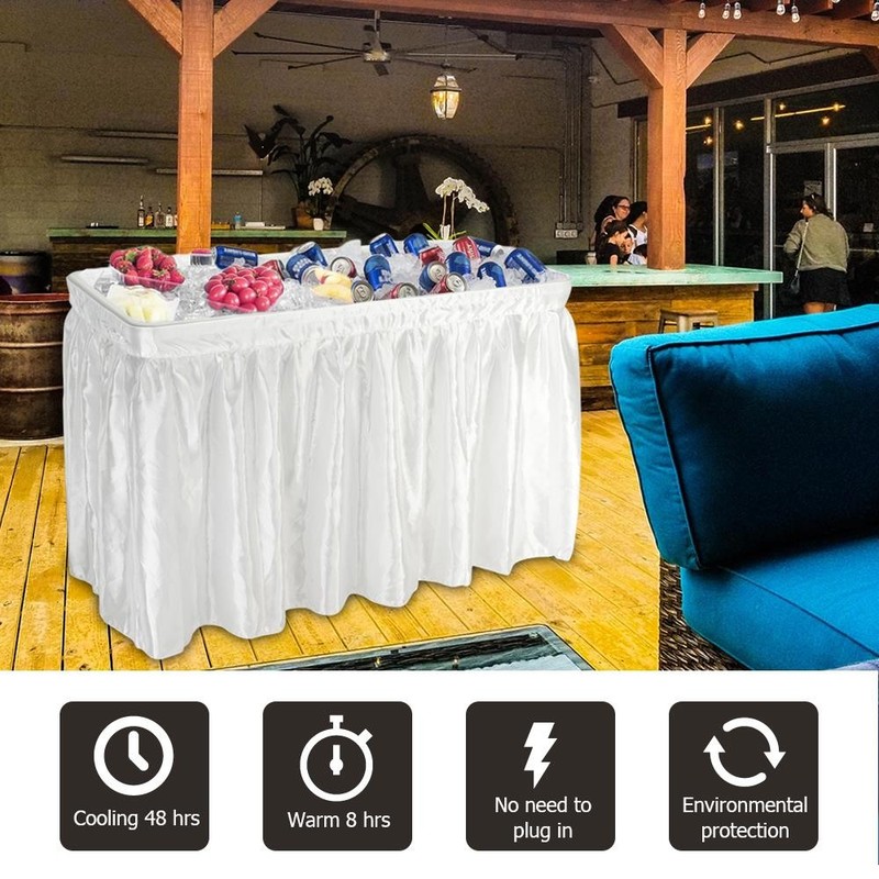 4FT Folding Ice Bin Table Outdoor Ice Cooler Table w/ Matching Skirt Party gallery