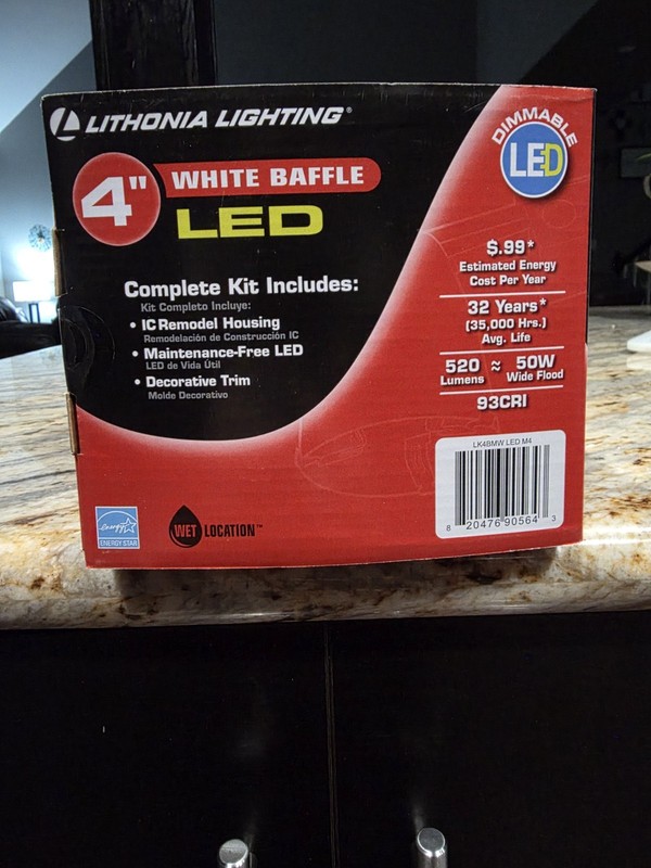 LITHONIA LIGHTING 4” White Recessed Gimbal Integrated LED Kit Can Light NEW NOS gallery
