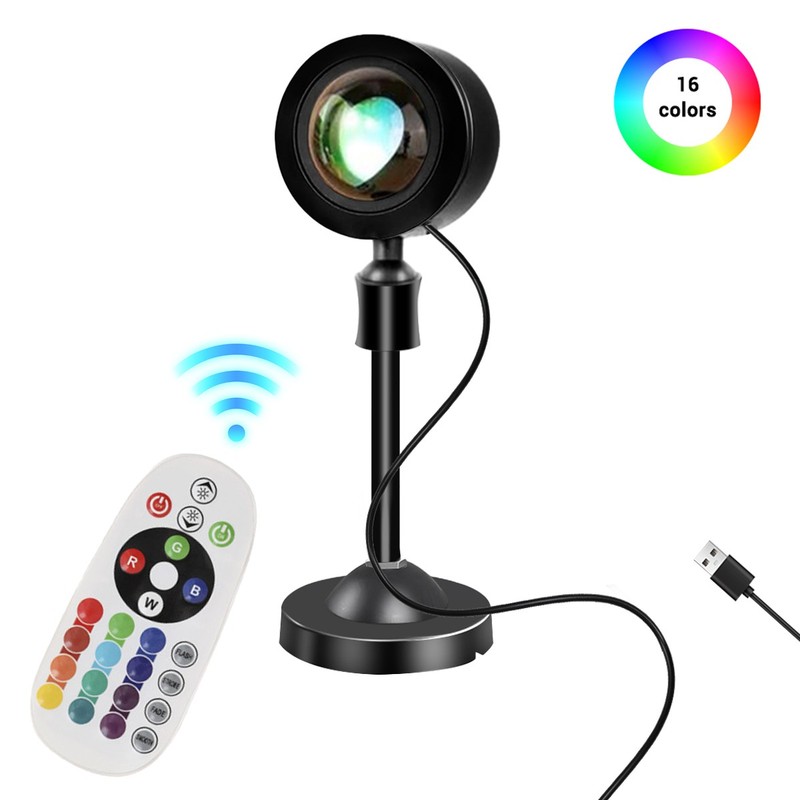 Rainbow Sunset Projection Lamp 16Colors LED Modern Romantic Remote Control Light gallery