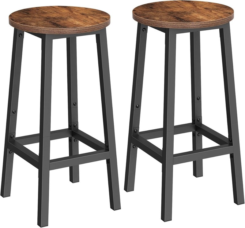 Rustic Brown Counter Height Bar Stools Set of 2 - Easy Assembly Design gallery