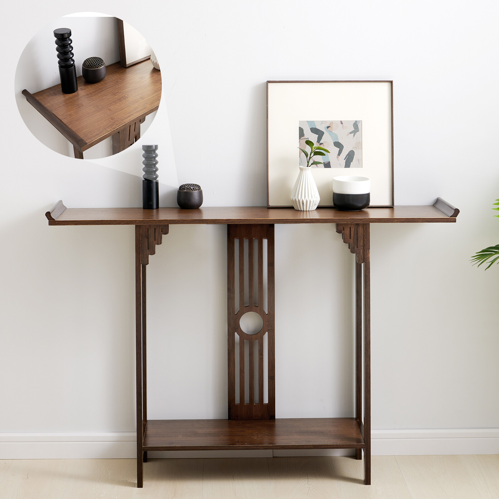 102*29*83cm Console Table Long Sofaside Table Plant Photo Display Storage gallery