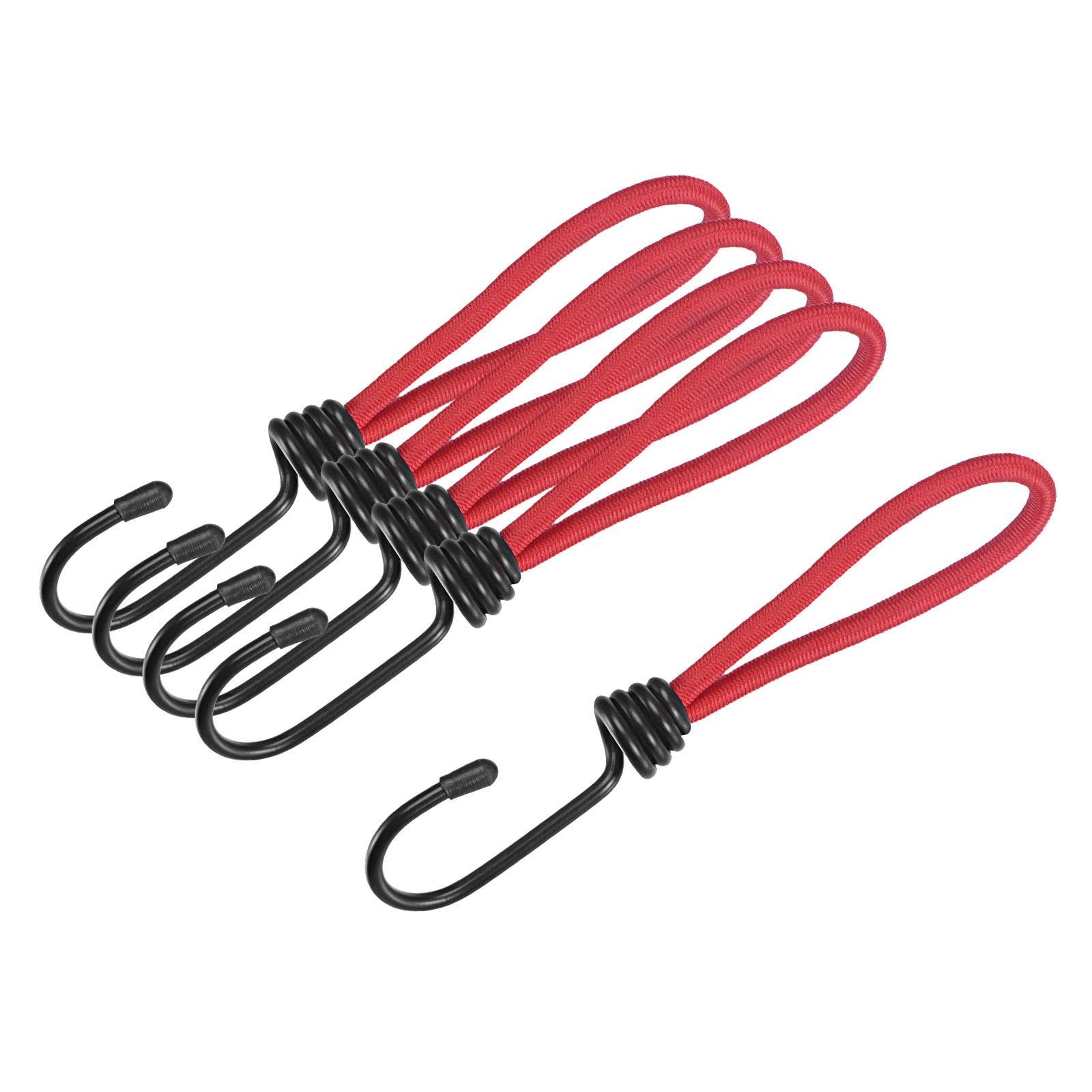 5Pcs Elastic Cords with Hook 6 Inch Tarp Straps Ropes for Camping Tent Red gallery