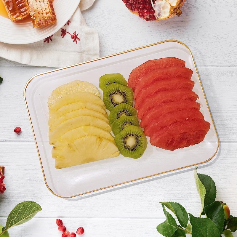3 Pack Plastic Serving Trays for Party - Gold Serving Tray 8 x 11 Inch - Heavy D gallery
