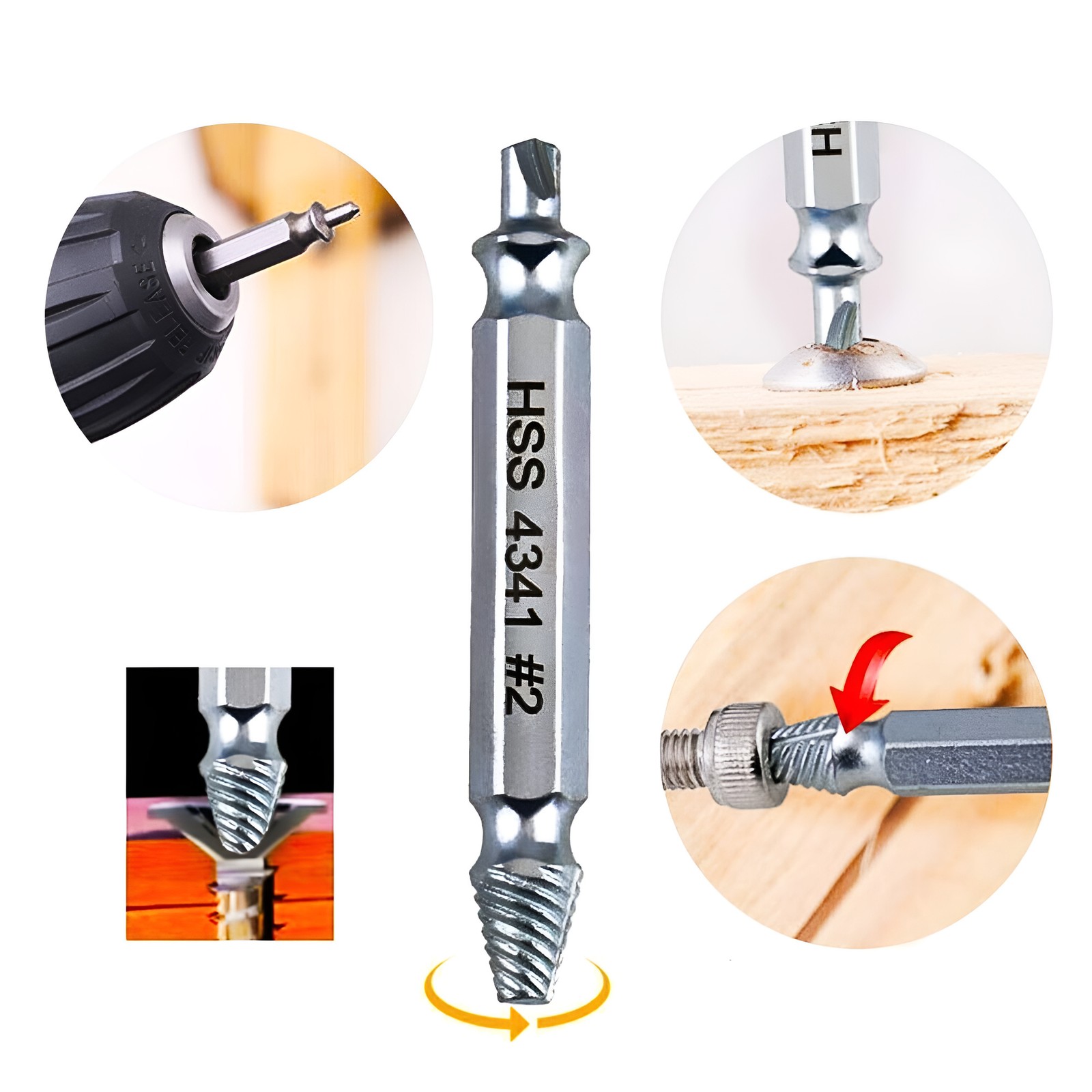 5PCS Damaged Screw Extractor Broken Screws Bolt Stripped Remover Tool Kit US gallery