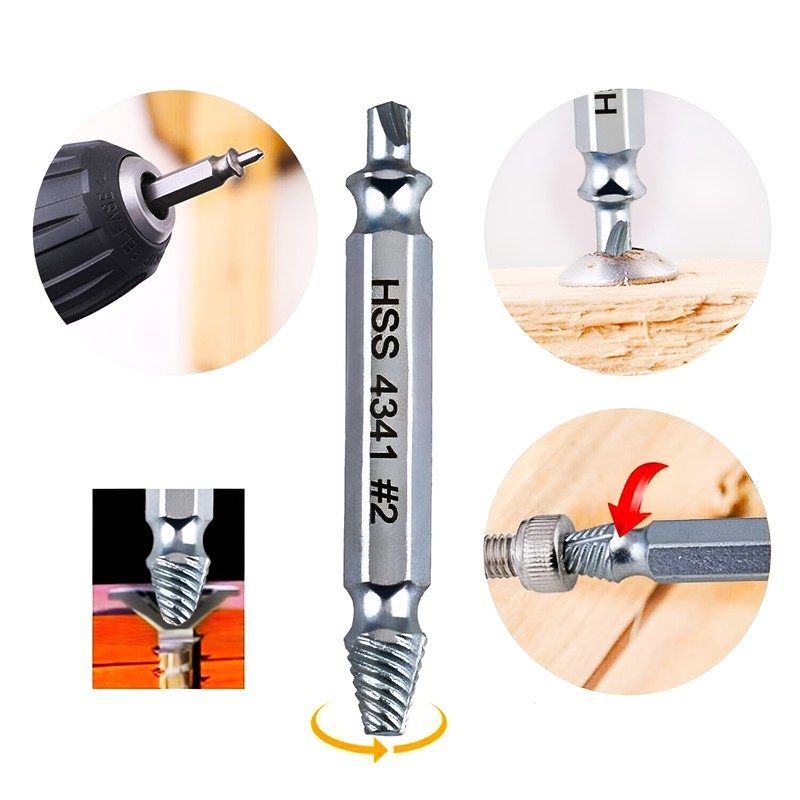 5PCS Damaged Screw Extractor Broken Screws Bolt Stripped Remover Tool Kit US gallery
