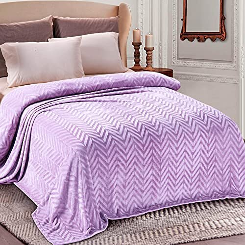 Flannel Fleece King Size Bed Blanket Soft Velvet Lightweight Bedspread Plush ...