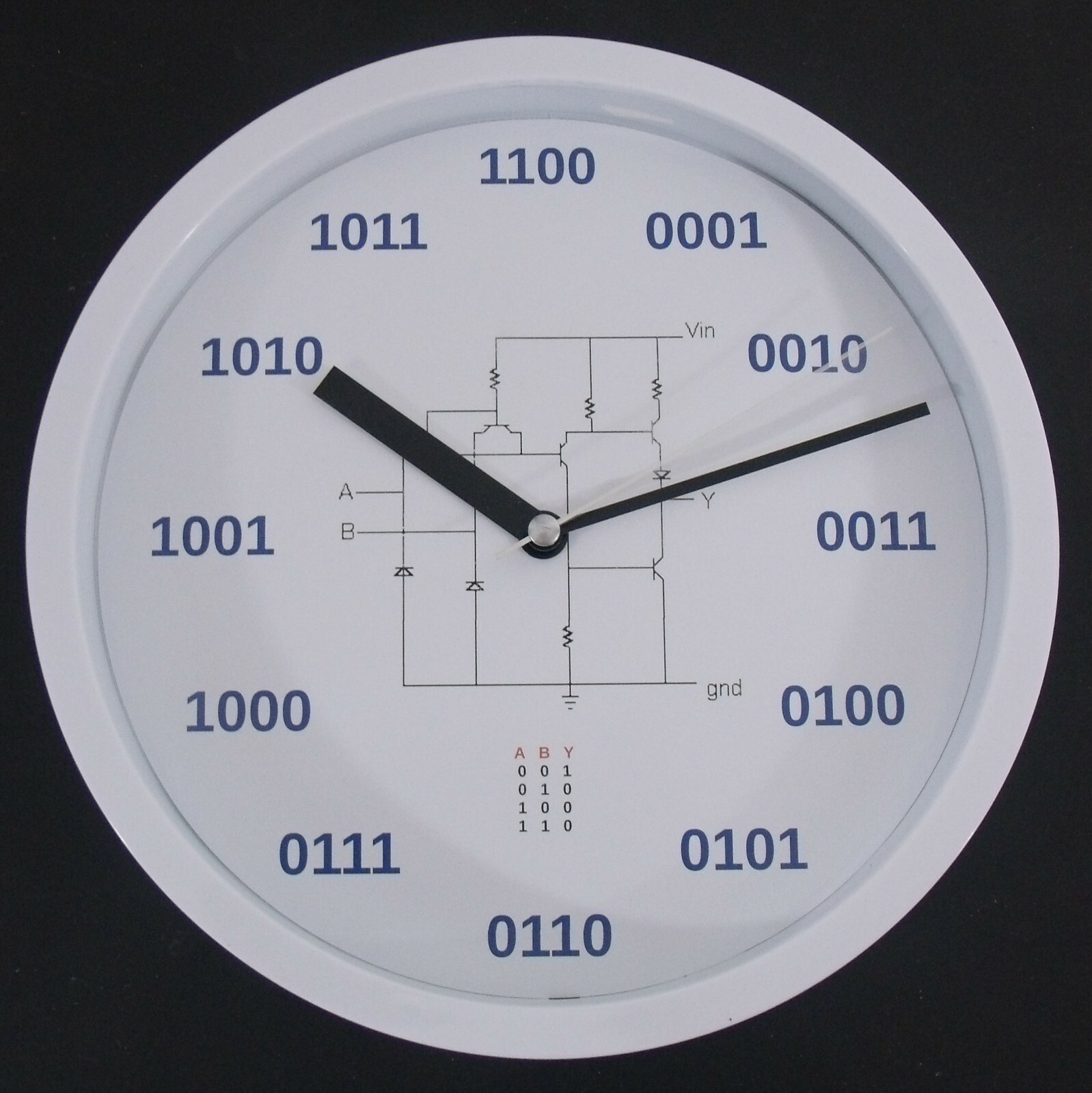 Geek Clock Analog Clock with binary numbers, NAND circuit, truth table gallery