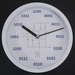 Geek Clock Analog Clock with binary numbers, NAND circuit, truth table