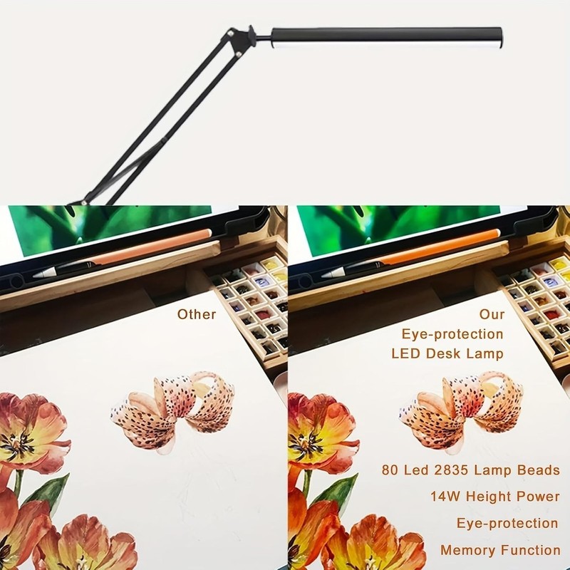 LED Desk Lamp Adjustable Swing Arm Lamp with Clamp Eye-Caring Reading Desk Light gallery