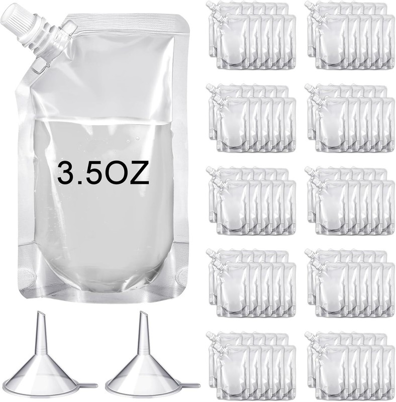 Plastic Pouches Reusable Leak Proof Juice Bags Bulk 100 Pcs with Funnels gallery