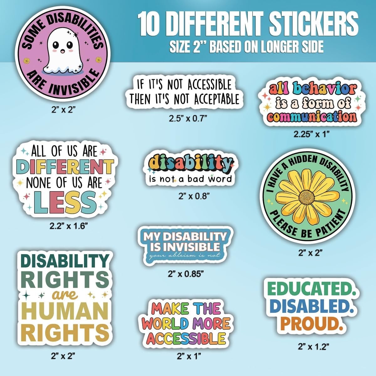 10pcs Disability Awareness Sticker Accessibility Advocacy Inclusion Support Gift gallery