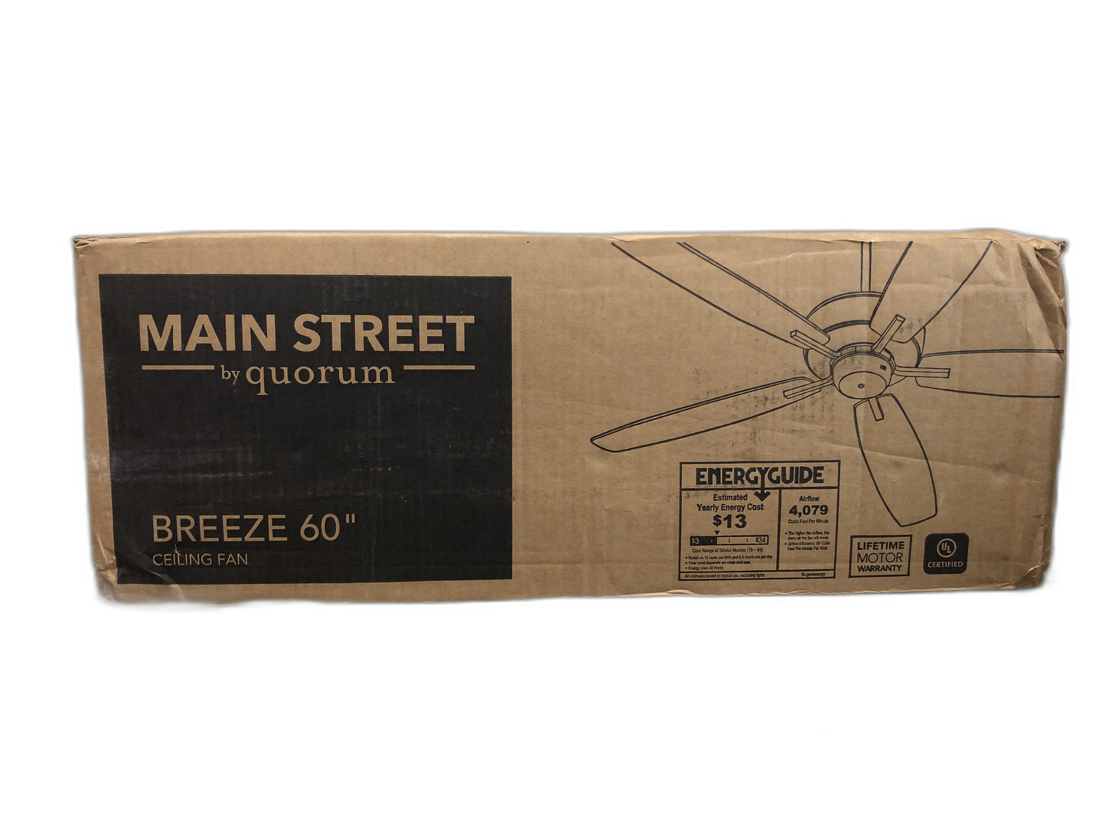 Quorum INTERNATIONAL Breeze 60 in. Indoor Aged Brass Ceiling Fan gallery