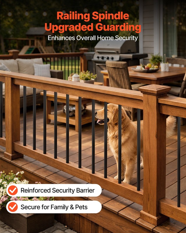 VEVOR 125 Pack Deck Balusters 3/4in Square x 26in Long Aluminum Spindles Black gallery