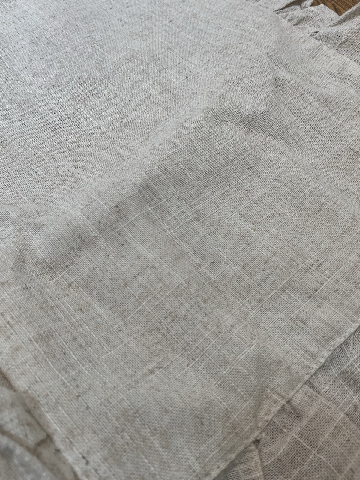 Natural Flax Colored Ruffled Linen Blend Table Runner 73x16 Farmhouse Cottage gallery