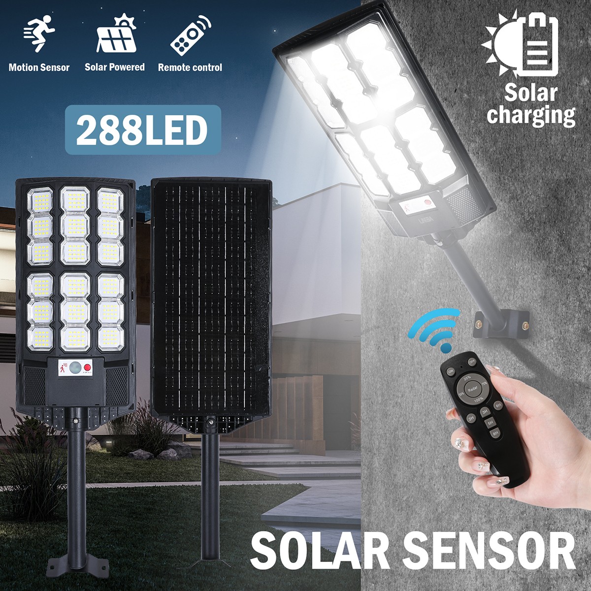 1500W 1000W Commercial 9000000LM Solar Street Light Dusk To Dawn Patio Lamp+Pole gallery