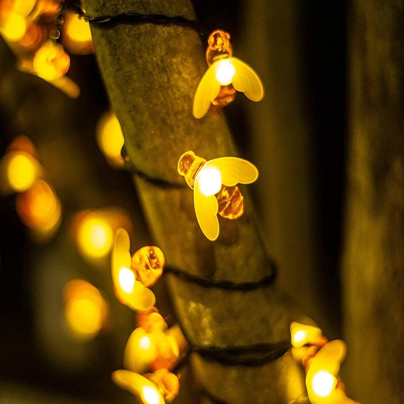 60 LED Solar Powered Bee String Lights Outdoor Yard Garden Decor Waterproof Lamp gallery