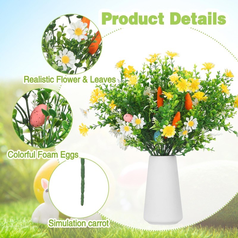 6 Pcs Easter Egg Stems Spring Picks with Eggs Carrot Decoration Colorful Spec... gallery