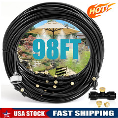Misting Cooling System 98FT (30M) Misting Line + 30 Brass Mist Nozzles Garden US