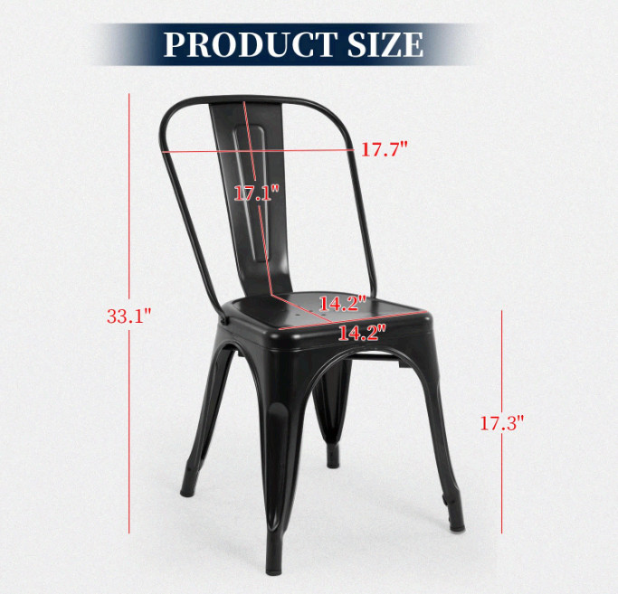 FDW Metal Dining Chairs Set 4 Stackable Tolix Side Chairs Black gallery