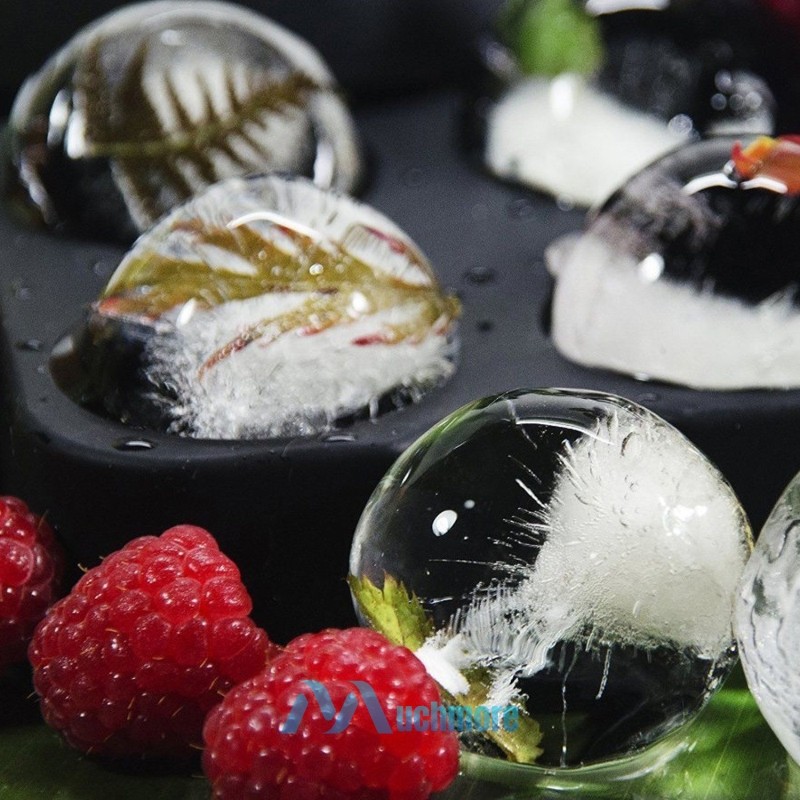 Black Round Silicone Ice Cube Ball Maker Tray 8 Large Sphere Molds Bar Cocktails gallery