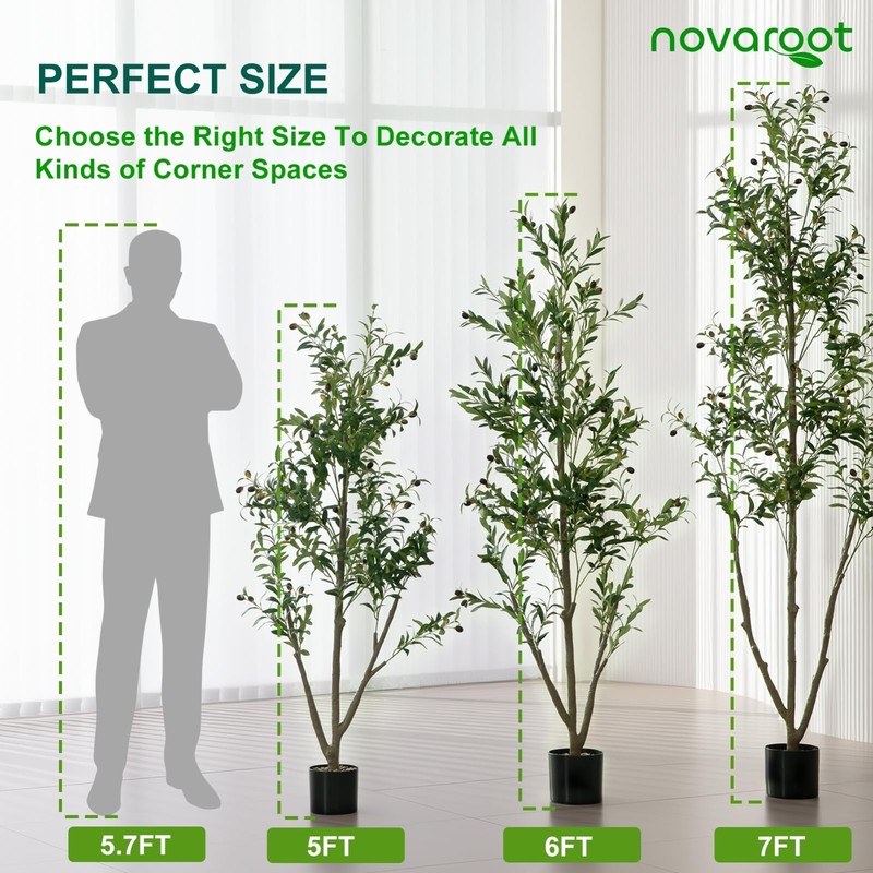 Olive Trees Artificial Indoor 6FT Tall Faux Olive Tree Natural Wood Trunk Lifeli gallery