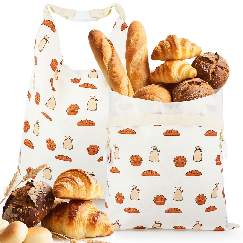 2pack* Reusable Cotton Bread Storage Bags with 32 x 1 x 43 inches, OEN COLOR