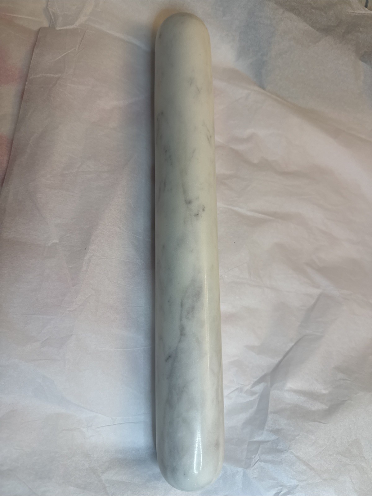 French Style White Marble Rolling Pin - Very Heavy 3.14 Pounds 11 Inches Long gallery