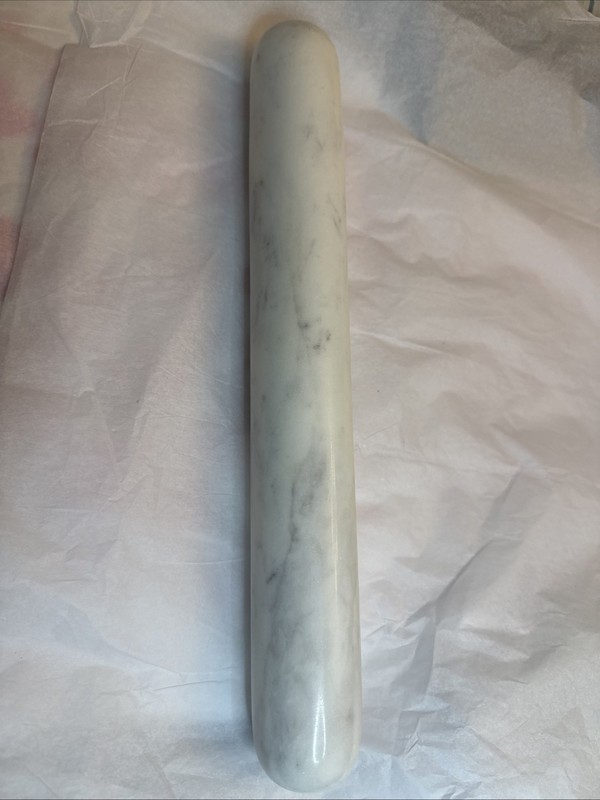French Style White Marble Rolling Pin - Very Heavy 3.14 Pounds 11 Inches Long gallery