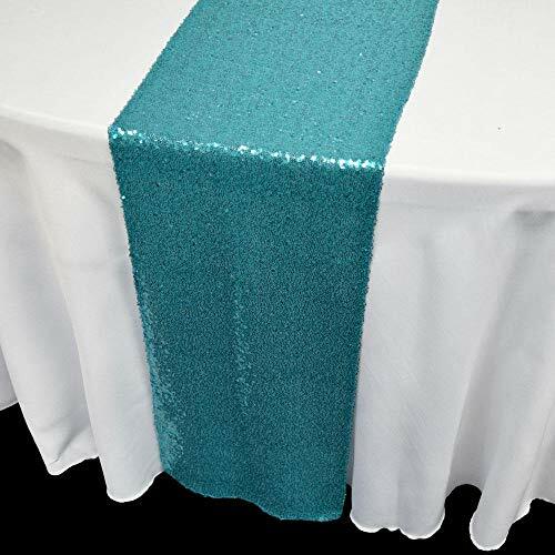 Quasimoon Turquoise Sequin Table Runner - 12 x 108 Inch by PaperLanternStore gallery