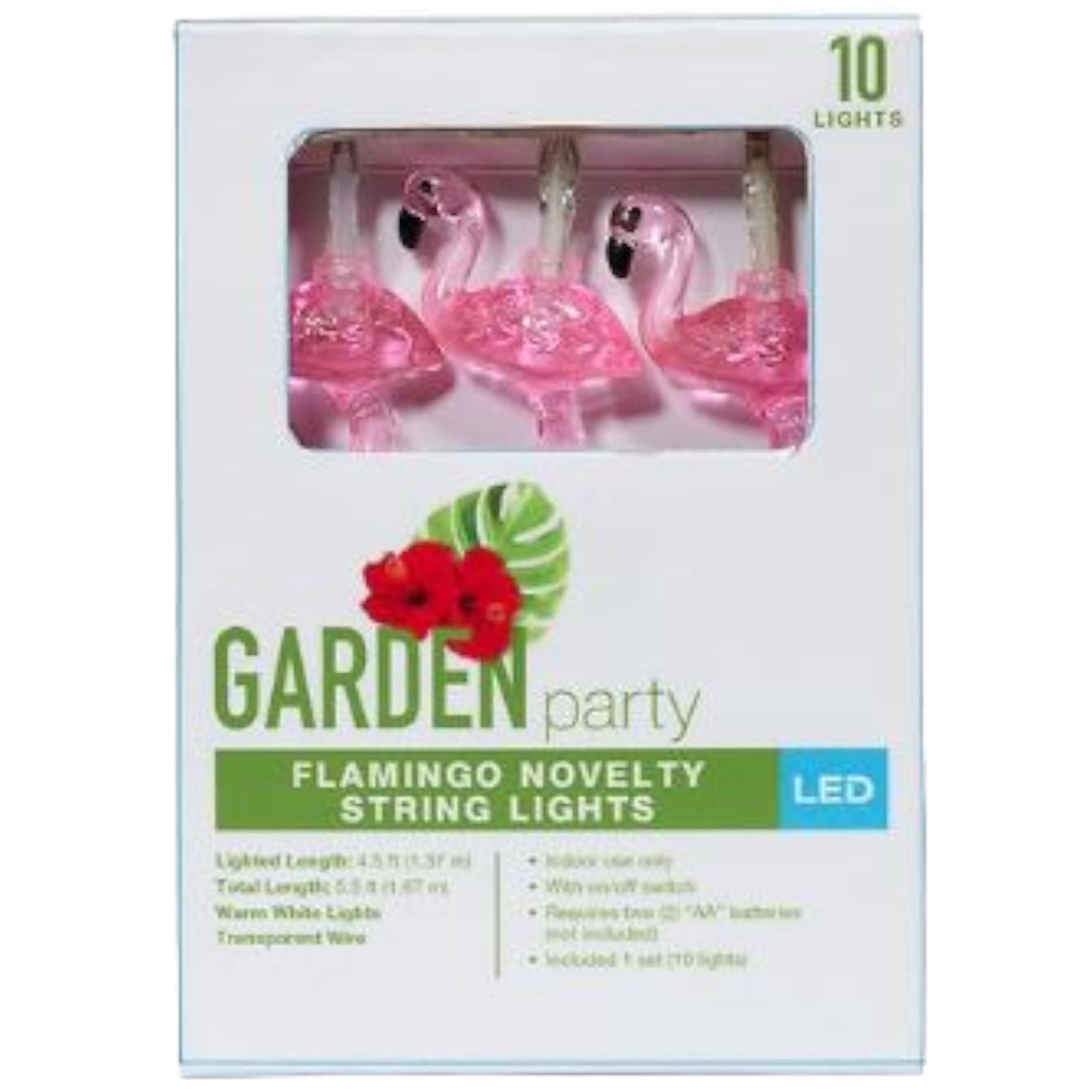 Tropical LED String Light Pink Flamingo Green Palm Tree Cactus Indoor Decor 5.5' gallery