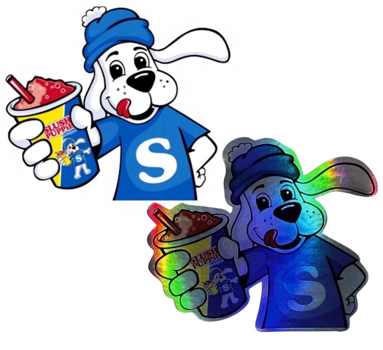 2 PACK SLUSH PUPPIE 3” INCH Vinyl Sticker & Holographic Decal Retro VTG Set Lot gallery