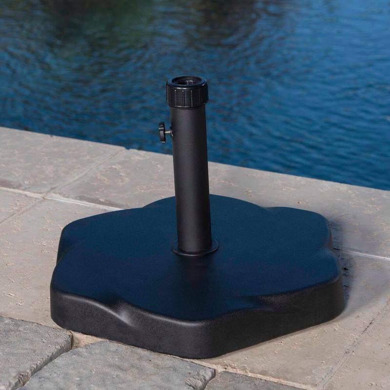 Heavy Duty 66 Lb. Hex Shape Concrete+Iron Patio Umbrella Base in Black Compatibl gallery