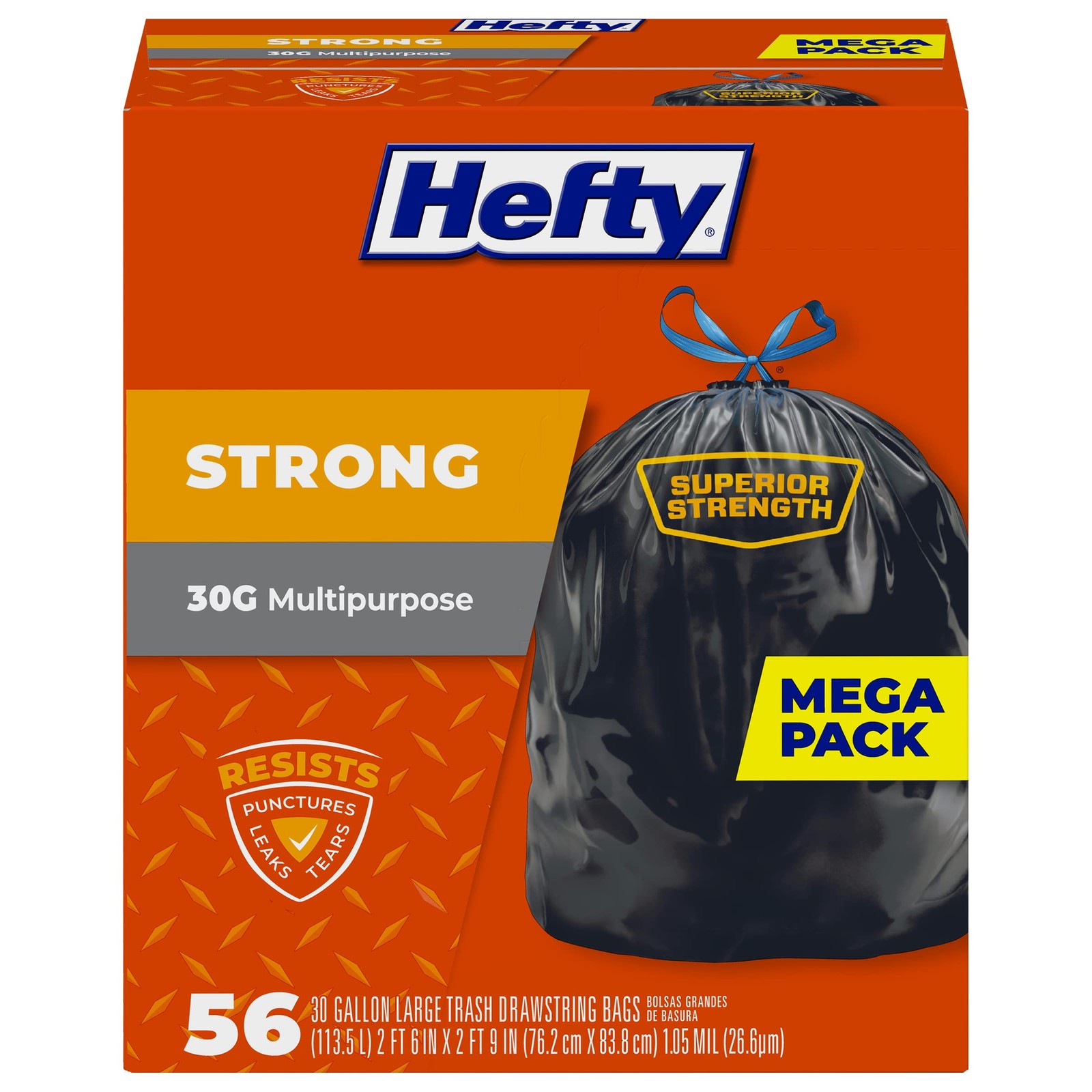 Hefty Strong 30 Gallon Trash Bags, Large Trash Bags 30 Gallon Size 56 Bags gallery