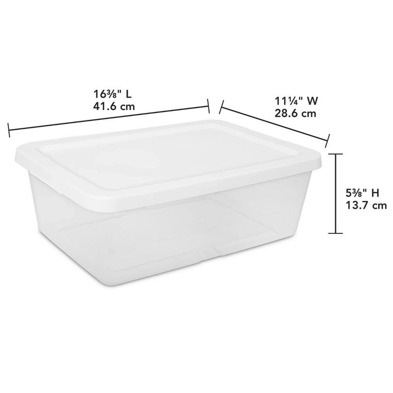 (4) 12 Quart Storage Boxes, Clear Plastic Storage Bin with Snap-On Lid, White gallery