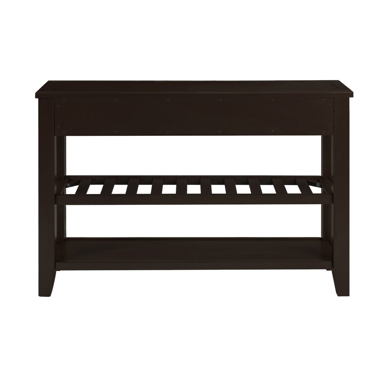 Retro Design Console Table with Two Open Shelves, Pine Solid Wood Frame and Legs gallery