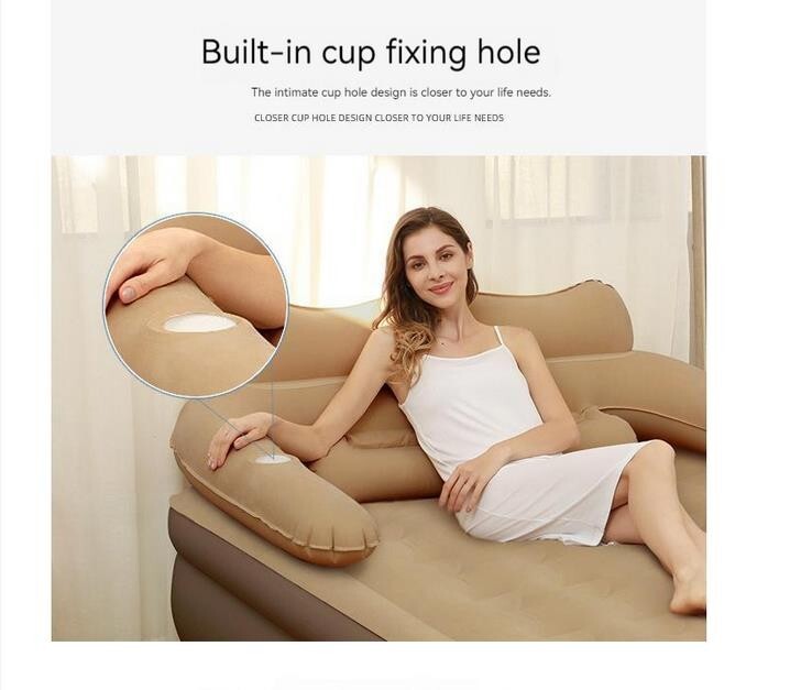 Inflatable High Raised Double King Size Air Bed Mattress with Pump & Pillow Set gallery