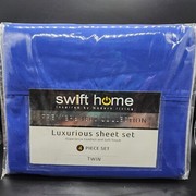 Twin Sheet Set Riyal Blue Swift Home 1800 Series 4 Piece gallery