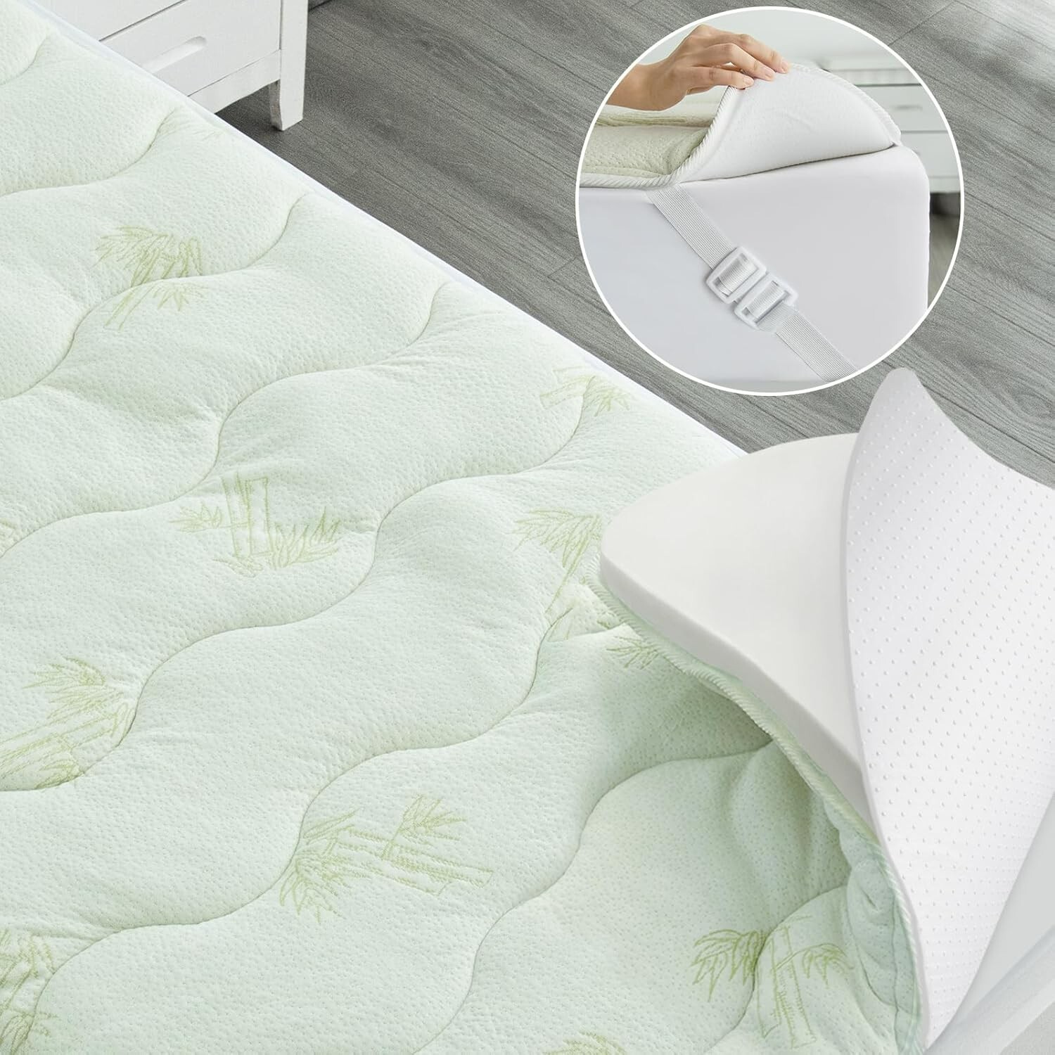 Bamboo Short Queen Mattress Topper for RV Camper Cooling Thick Foam Mattress Pad gallery
