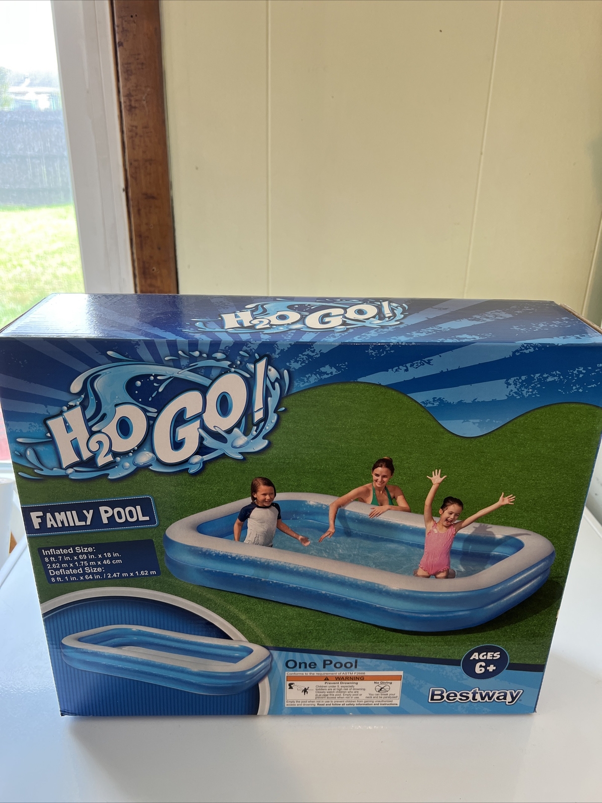 H2O Go Rectangular Kids Pool 8 Ft 6 in x 69 in x 20 in 8' 7" x 69" NEW gallery