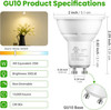 GU10 LED Light Bulbs Non-Dimmable, 4W, 3000K Warm White, 300LM, Equivalent 35W, gallery